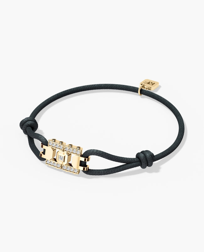 Ready to Ship - LA PAZ Cord Bracelet with Gold Charm & 0.20ct Diamonds